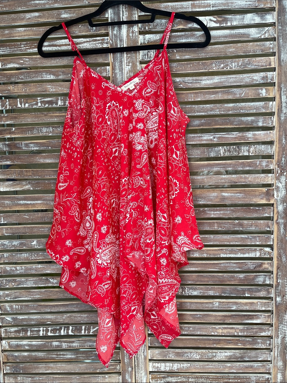 Rebellion Red Paisley Handkerchief Hem Tank Top